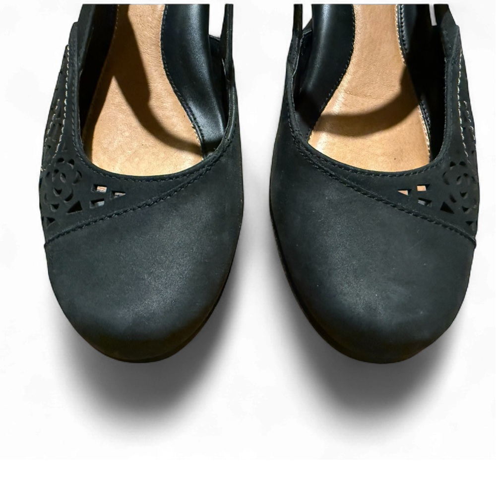 Earth Bantam Black Leather Slingback Comfort Heels Women’s Size 7.5 - Picture 4 of 5